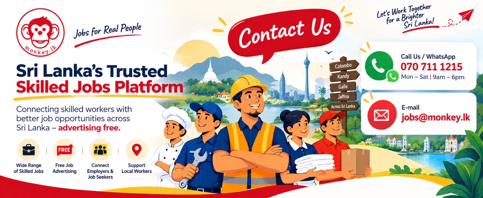 Contact monkey.lk - Sri Lanka's Trusted Skilled Jobs Platform
